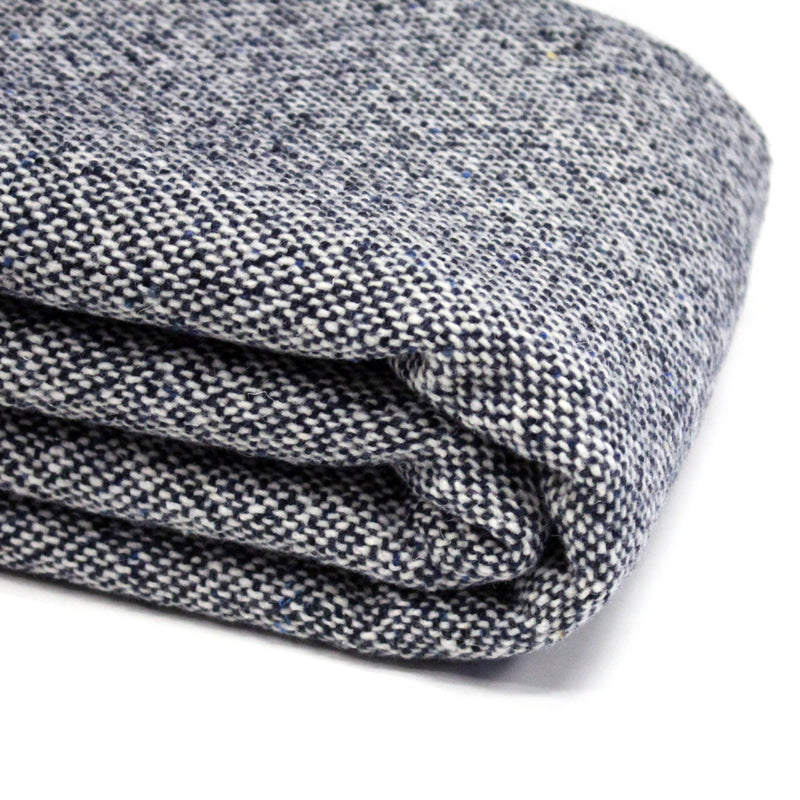 Tissu Tweed de laine faux - uni blanc cassé et bleu marine - Fabrication italienne - tissuspipi.com