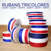 Ruban tricolore français bleu blanc rouge pour médailles, inaugurations et écharpes tricolores - tissuspipi.com