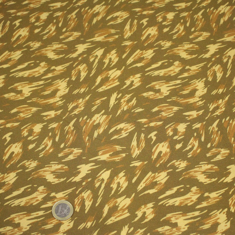 Tissu Viscose fluide MONIQUE faux - uni léopard vert & bronze - OEKO - TEX - tissuspipi.com