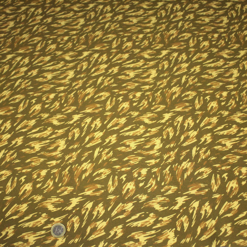 Tissu Viscose fluide MONIQUE faux - uni léopard vert & bronze - OEKO - TEX - tissuspipi.com