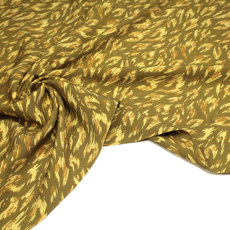 Tissu Viscose fluide MONIQUE faux - uni léopard vert & bronze - OEKO - TEX - tissuspipi.com
