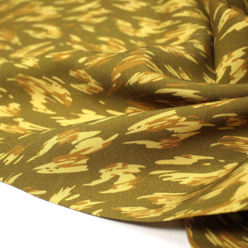 Tissu Viscose fluide MONIQUE faux - uni léopard vert & bronze - OEKO - TEX - tissuspipi.com