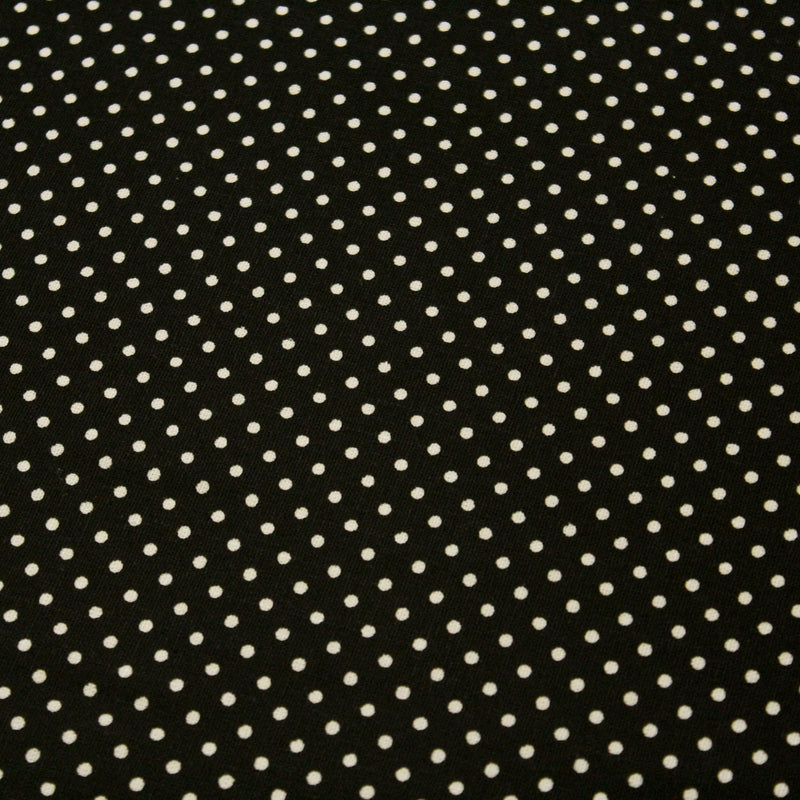 Tissu coton POLKA DOT noir et pois écrus 2mm - tissuspipi.com