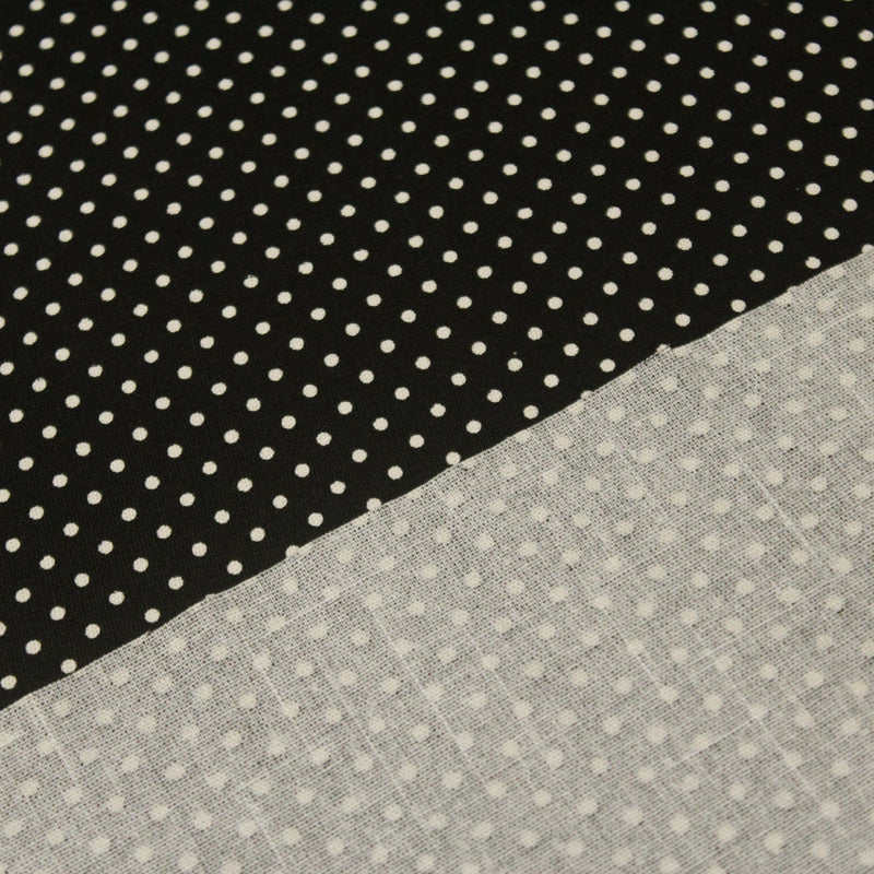 Tissu coton POLKA DOT noir et pois écrus 2mm - tissuspipi.com