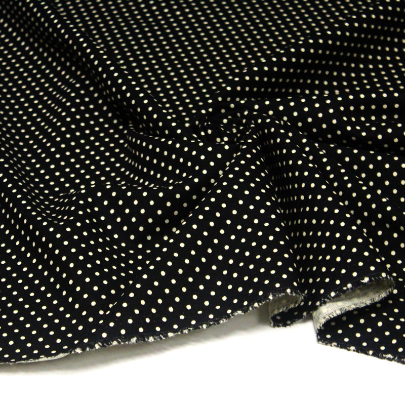 Tissu coton POLKA DOT noir et pois écrus 2mm - tissuspipi.com