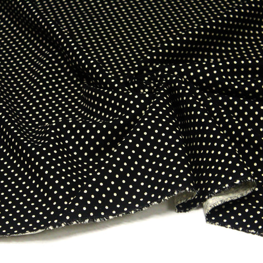 Tissu coton POLKA DOT noir et pois écrus 2mm - tissuspipi.com