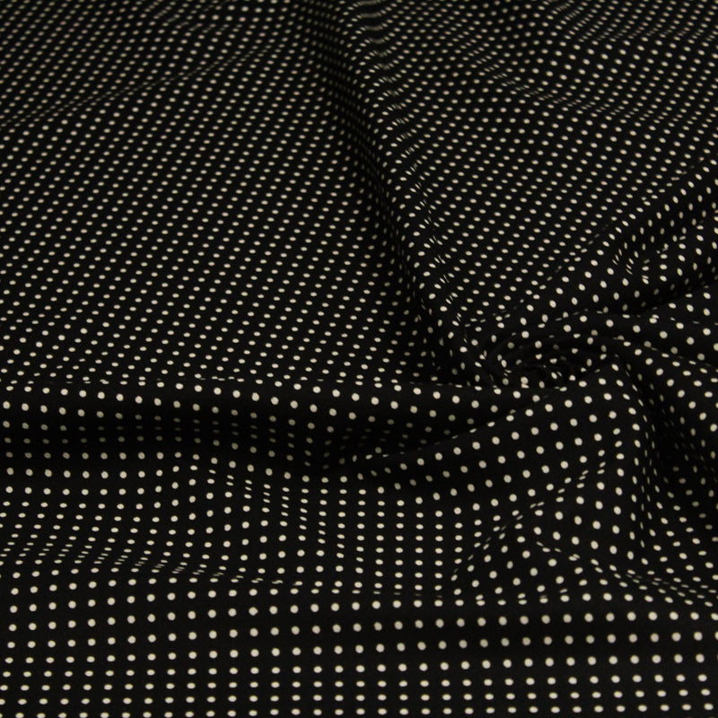 Tissu coton POLKA DOT noir et pois écrus 2mm - tissuspipi.com