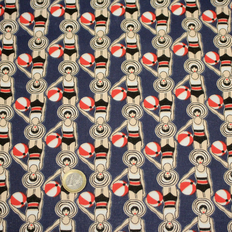 Tissu cotonnade LES NAGEUSES ART DECO - OEKO - TEX STANDARD 100 - tissuspipi.com