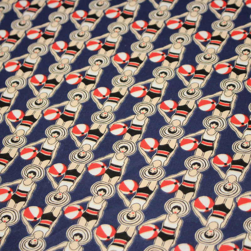Tissu cotonnade LES NAGEUSES ART DECO - OEKO - TEX STANDARD 100 - tissuspipi.com