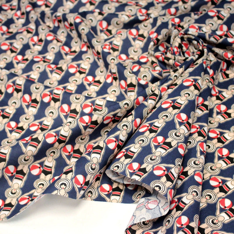 Tissu cotonnade LES NAGEUSES ART DECO - OEKO - TEX STANDARD 100 - tissuspipi.com