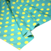 Tissu cotonnade bleu vert aux pois jaunes 18mm - tissuspipi.com