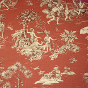 Tissu coton épais TOILE DE JOUY "LES AMERINDIENS", rouille rouge & écru - tissuspipi.com