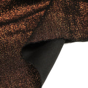 Tissu Maille viscose rouge cuivre lurex et verso noir, de fabrication française - tissuspipi.com