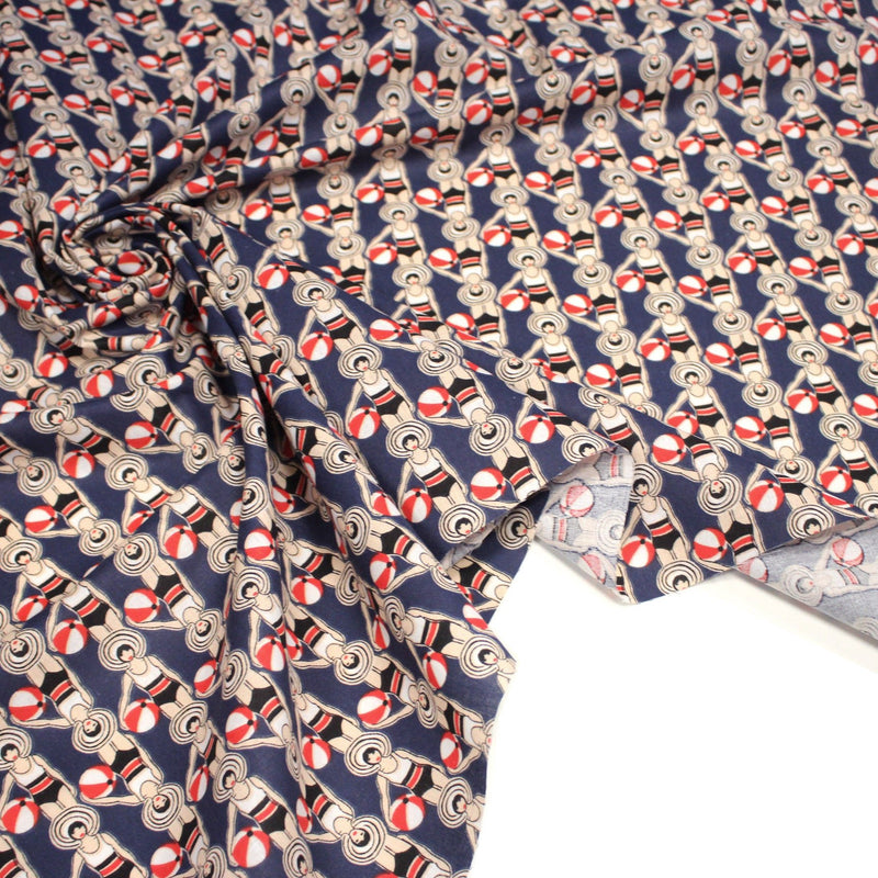 Tissu cotonnade LES NAGEUSES ART DECO - OEKO - TEX STANDARD 100 - tissuspipi.com