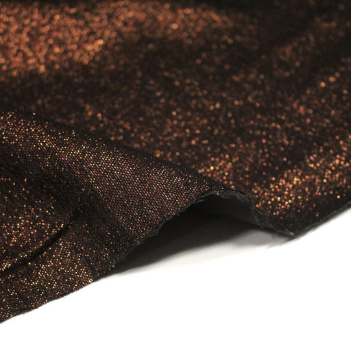 Tissu Maille viscose rouge cuivre lurex et verso noir, de fabrication française - tissuspipi.com