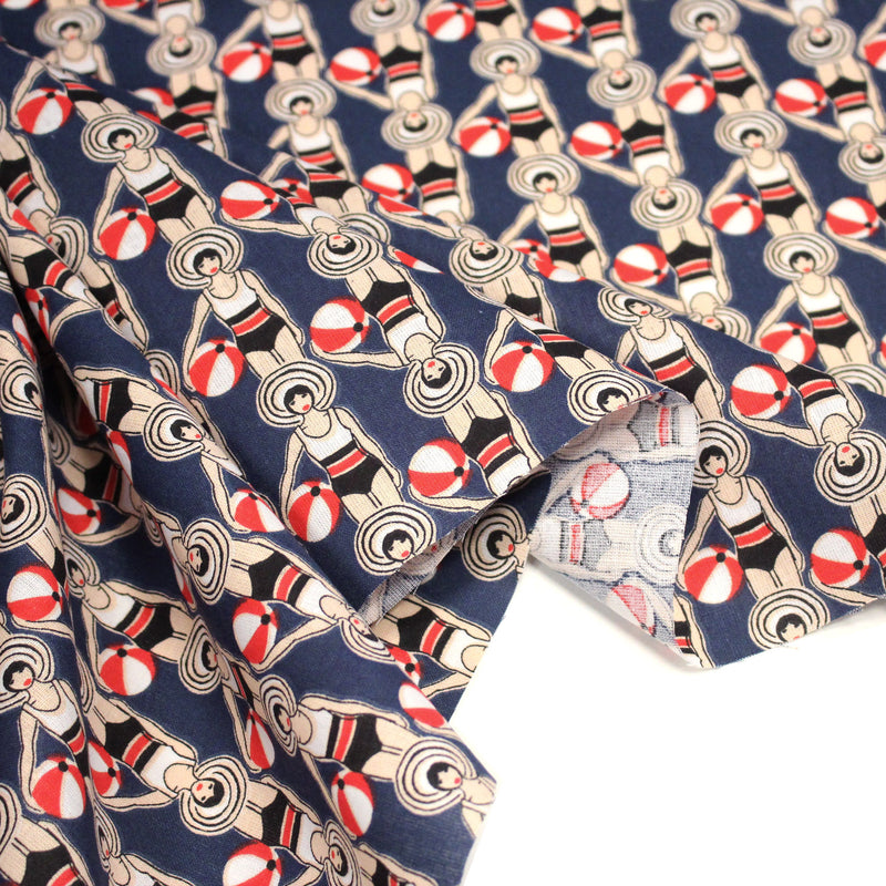 Tissu cotonnade LES NAGEUSES ART DECO - OEKO - TEX STANDARD 100 - tissuspipi.com