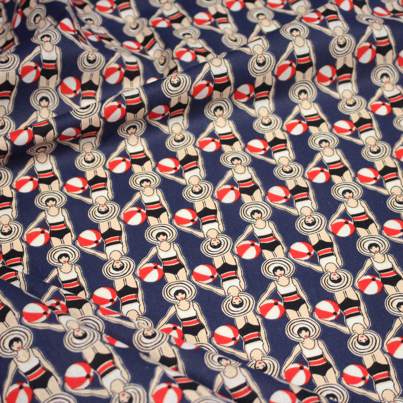 Tissu cotonnade LES NAGEUSES ART DECO - OEKO - TEX STANDARD 100 - tissuspipi.com