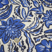 Tissu voile de coton imprimé INDIENNES écru aux fleurs bleues et marine - tissuspipi.com