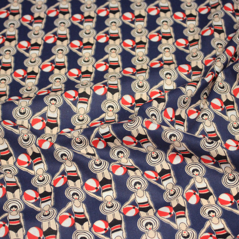 Tissu cotonnade LES NAGEUSES ART DECO - OEKO - TEX STANDARD 100 - tissuspipi.com