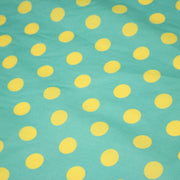 Tissu cotonnade bleu vert aux pois jaunes 18mm - tissuspipi.com