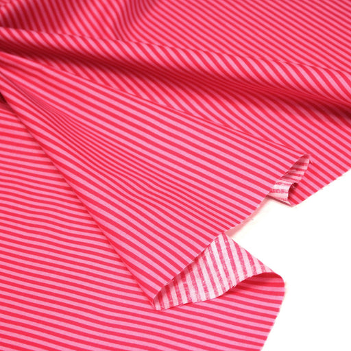 Tissu cotonnade aux rayures rose magenta et rose, 3mm - tissuspipi.com