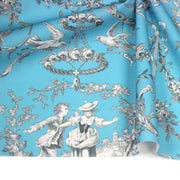 Tissu coton épais TOILE DE JOUY LES AMOURS, bleu, grande largeur 280cm - tissuspipi.com