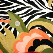 Tissu viscose fluide COMPORTA, motif graphique noir blanc, fleuri vert rose corail - Fabrication française - tissuspipi.com