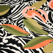 Tissu viscose fluide COMPORTA, motif graphique noir blanc, fleuri vert rose corail - Fabrication française - tissuspipi.com