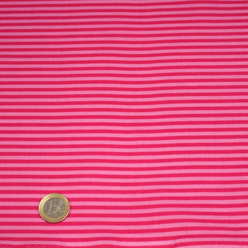 Tissu cotonnade aux rayures rose magenta et rose, 3mm - tissuspipi.com