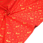 Tissu coton NOËL rouge aux houx et sucres d'orge dorés - OEKO - TEX - tissuspipi.com