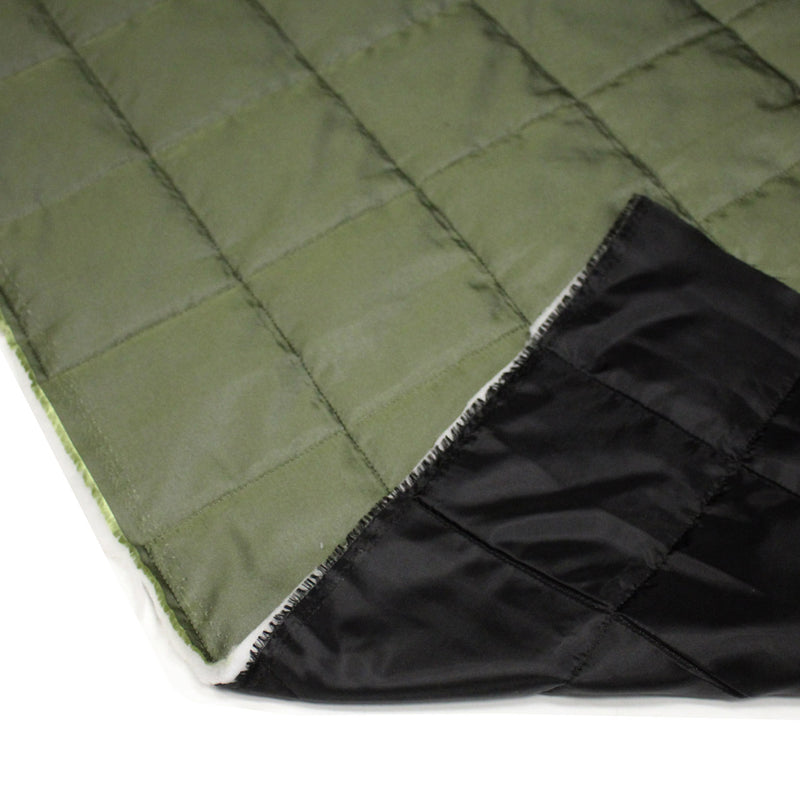 Tissu matelassé recto vert kaki, verso noir - Fabrication italienne - tissuspipi.com