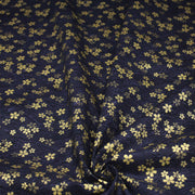 Tissu coton motif japonais vagues & fleurs sakura dorées : Bleu ou rouge - COLLECTION JAPON DORÉ - tissuspipi.com