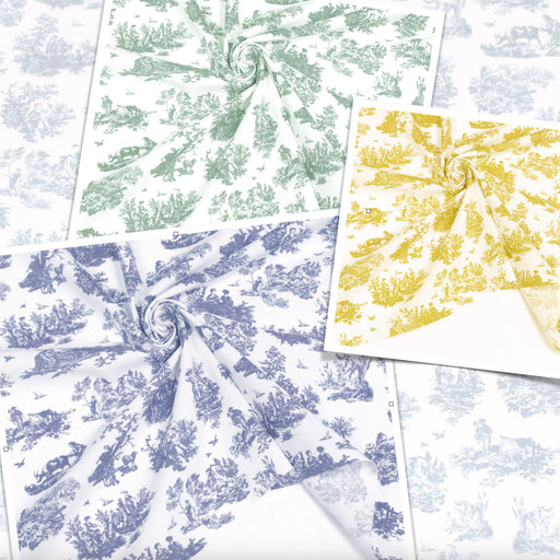 Tissu cotonnade Toile de Jouy OBER blanc : nombreuses couleurs - OEKO - TEX - tissuspipi.com