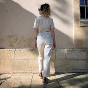 Tissu Gabardine coton élasthanne écru uni - Fabrication italienne - tissuspipi.com