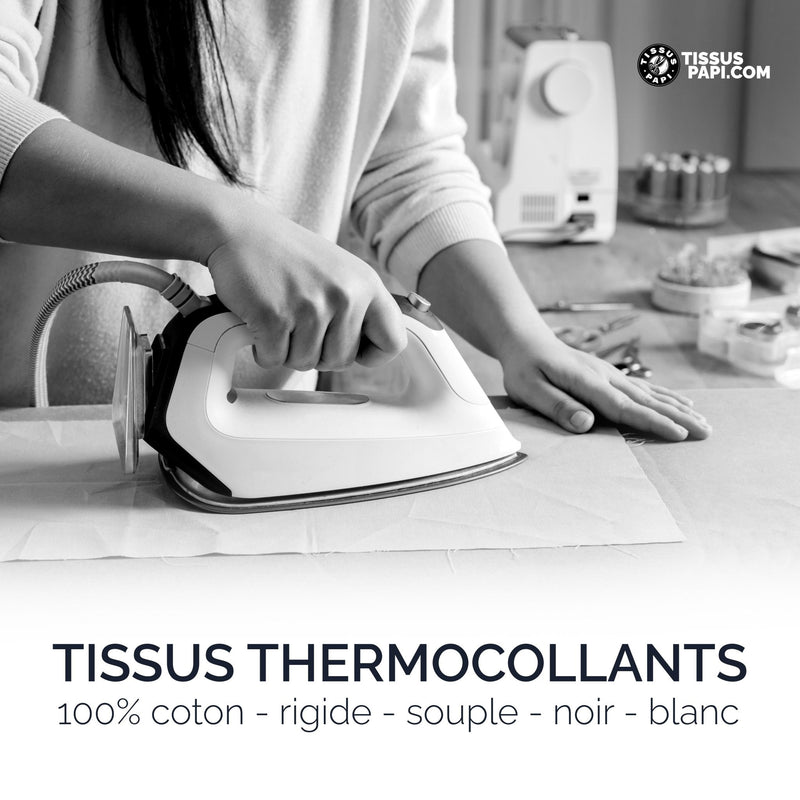 Tissu toile thermocollante 100% coton : souple, rigide, noir, blanc : RAPPORT QUALITE PRIX PARFAIT - tissuspipi.com