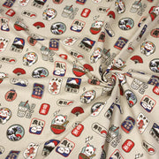 Tissu coton demi - natté façon lin aux motifs modernes japonais - OEKO - TEX - tissuspipi.com