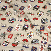 Tissu coton demi - natté façon lin aux motifs modernes japonais - OEKO - TEX - tissuspipi.com
