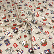 Tissu coton demi - natté façon lin aux motifs modernes japonais - OEKO - TEX - tissuspipi.com