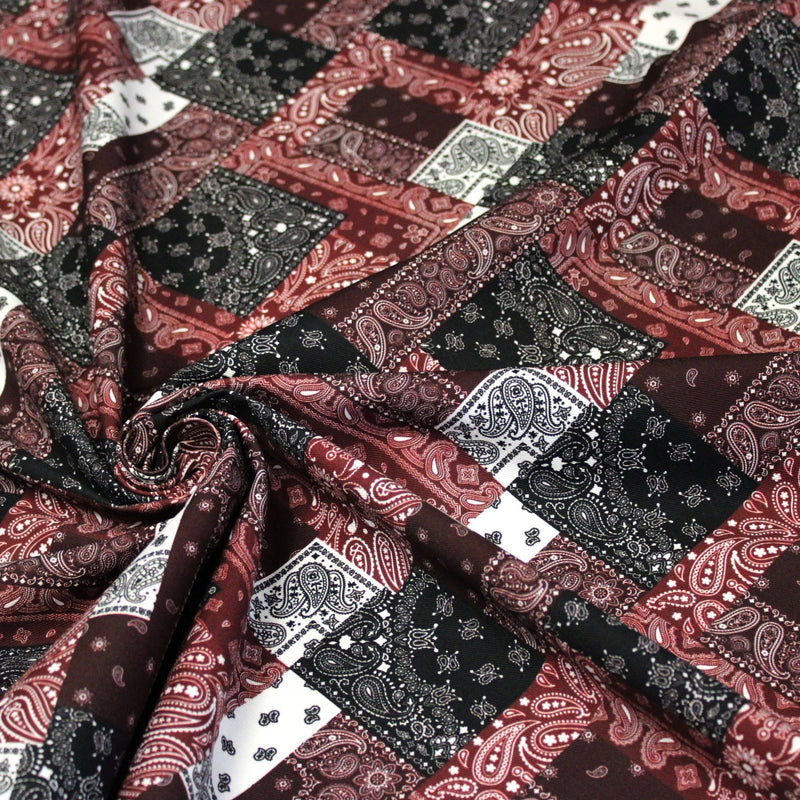 Tissu gabardine coton imprimée motif BANDANA paisley : nombreuses couleurs ! - OEKO-TEX STANDARD 100 - tissuspipi.com