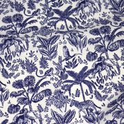 Tissu Toile de Jouy bleu forêt tropicale : cotonnade ou gabardine - OEKO - TEX - tissuspipi.com