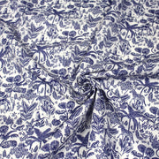 Tissu Toile de Jouy bleu forêt tropicale : cotonnade ou gabardine - OEKO - TEX - tissuspipi.com