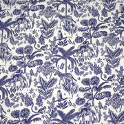 Tissu Toile de Jouy bleu forêt tropicale : cotonnade ou gabardine - OEKO - TEX - tissuspipi.com