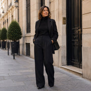 Tissu crêpe de laine épais noir - Fabrication française - tissuspipi.com