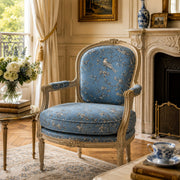 Tissu coton épais demi - natté TOILE DE JOUY AUX MESANGES, grande largeur 280cm : cinq couleurs dispos - OEKO - TEX - tissuspipi.com