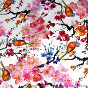 Tissu coton motif jardin japonais GUNMA aux oiseaux et fleurs de cerisier - OEKO - TEX - tissuspipi.com