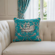 Tissu coton épais TOILE DE JOUY LES AMOURS, bleu, grande largeur 280cm - tissuspipi.com