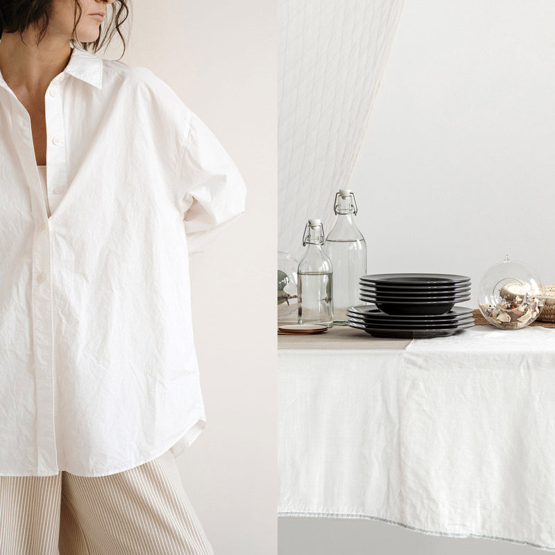 Tissu de lin blanc cassé - tissuspipi.com