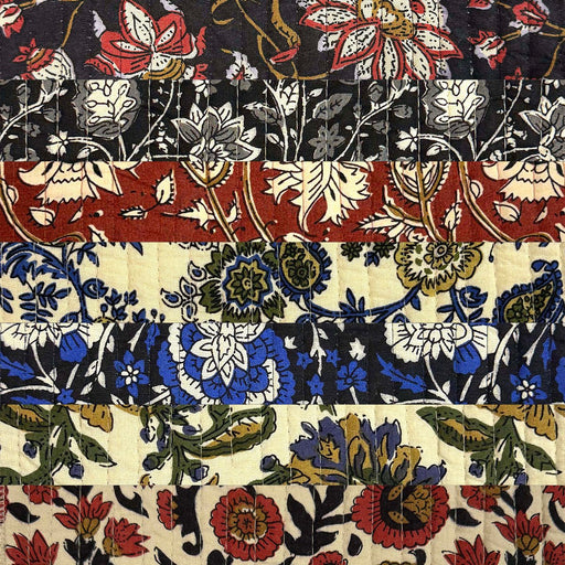 Tissu matelassé coton indien, motif traditionnel floral : nombreuses couleurs et fleuris au choix! - tissuspipi.com