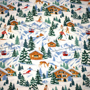 Tissu cotonnade Ski, chalets et montagnes enneigées - OEKO - TEX STANDARD 100 - tissuspipi.com