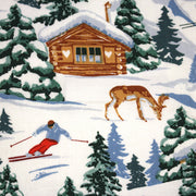 Tissu cotonnade Ski, chalets et montagnes enneigées - OEKO - TEX STANDARD 100 - tissuspipi.com